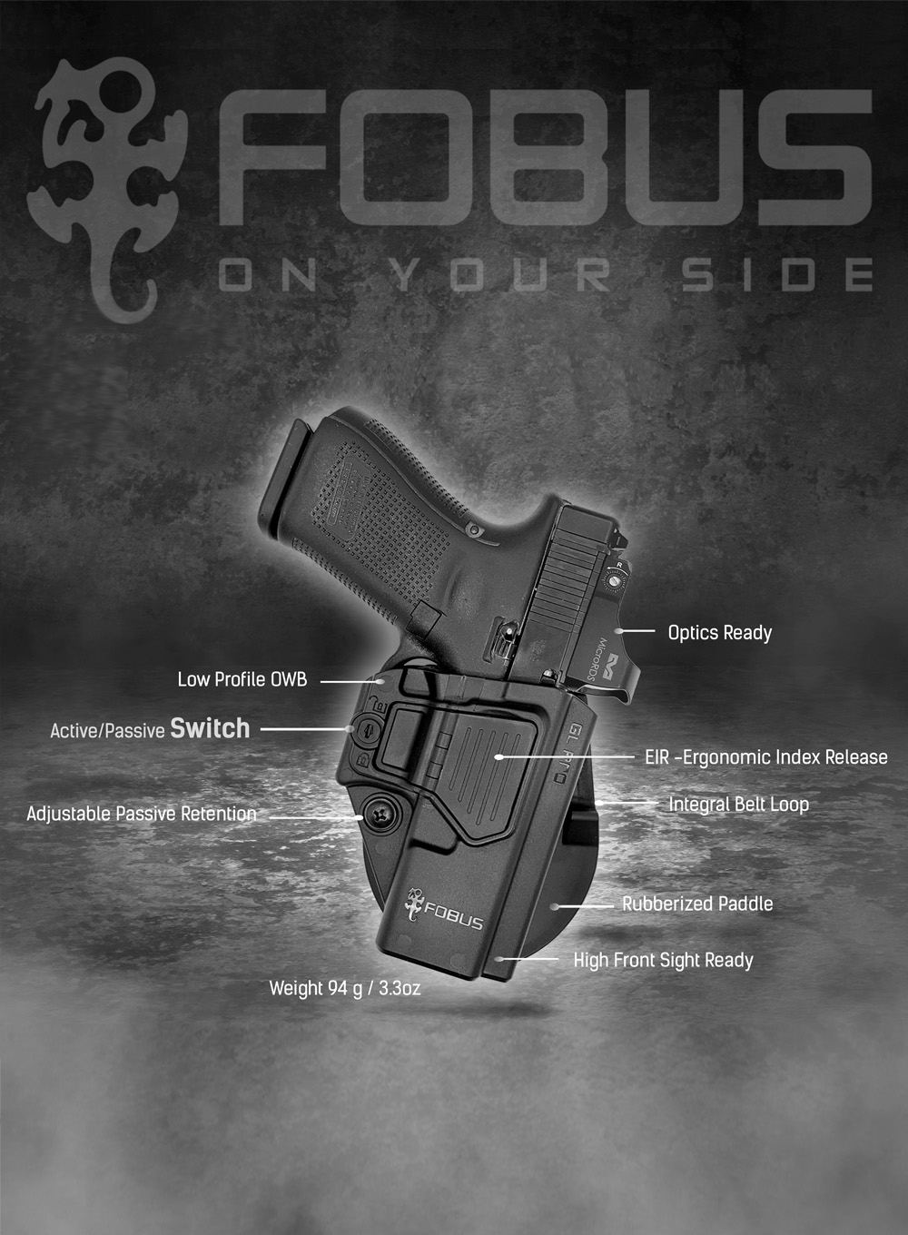 Кобура Fobus для Glock 17/19 с поясным фиксатором GL PRO