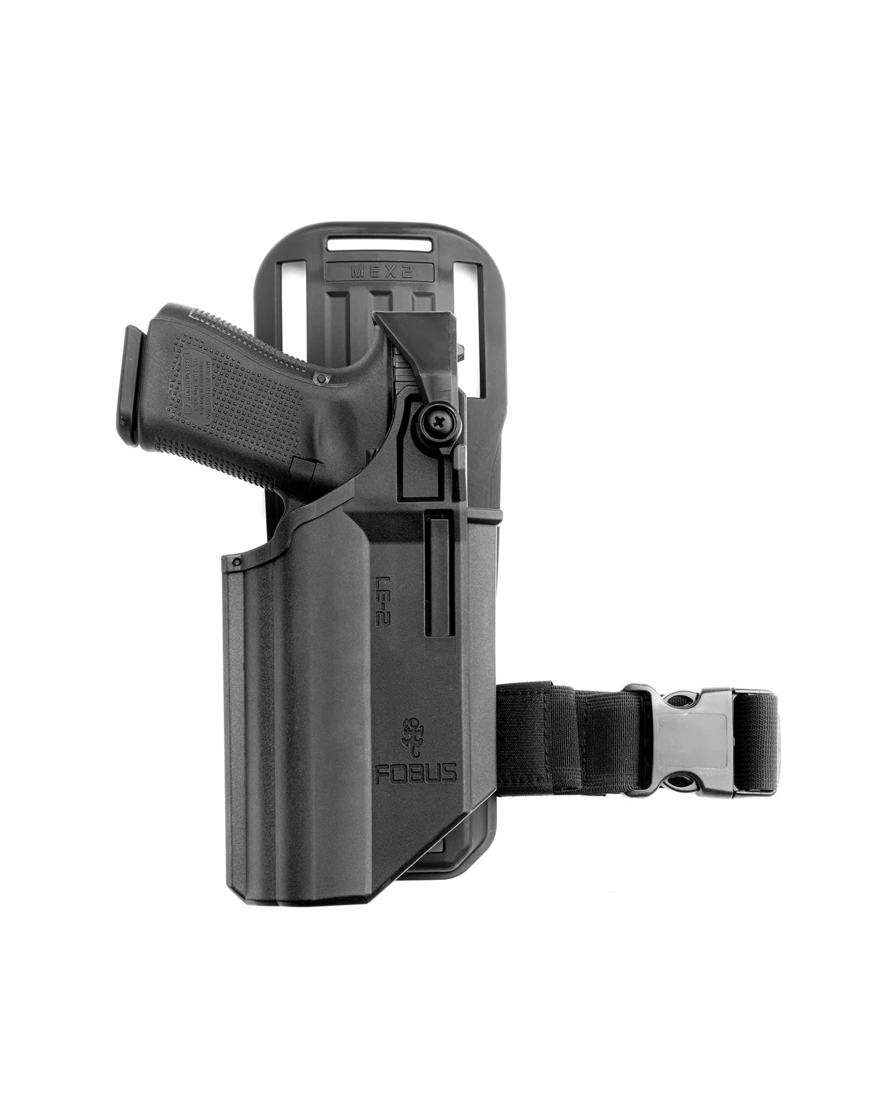 Fobus Duty Level II Holster for Glock 19, 19X with the Thigh Rig LE2 MEX2