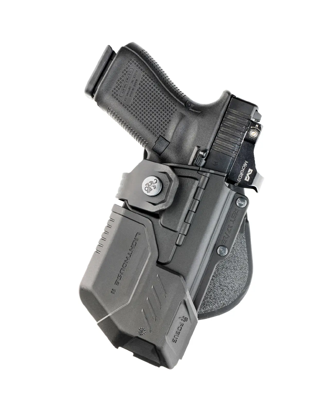 Fobus Paddle Holster w. Hinge & Passive Retention for Glock 19 with Tactical Accessory RBT19