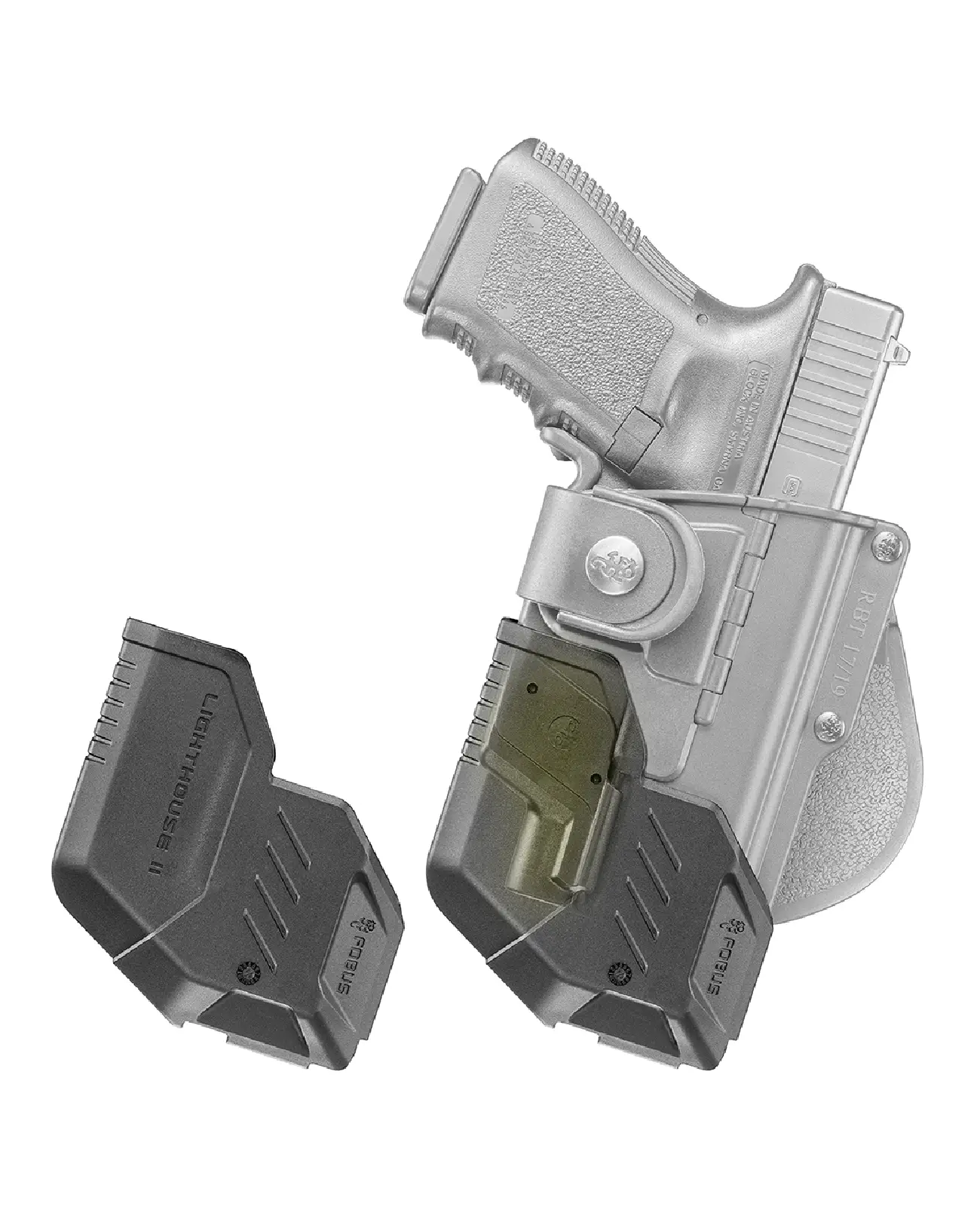 Fobus Paddle Holster w. Hinge & Passive Retention for Glock 19 with Tactical Accessory RBT19