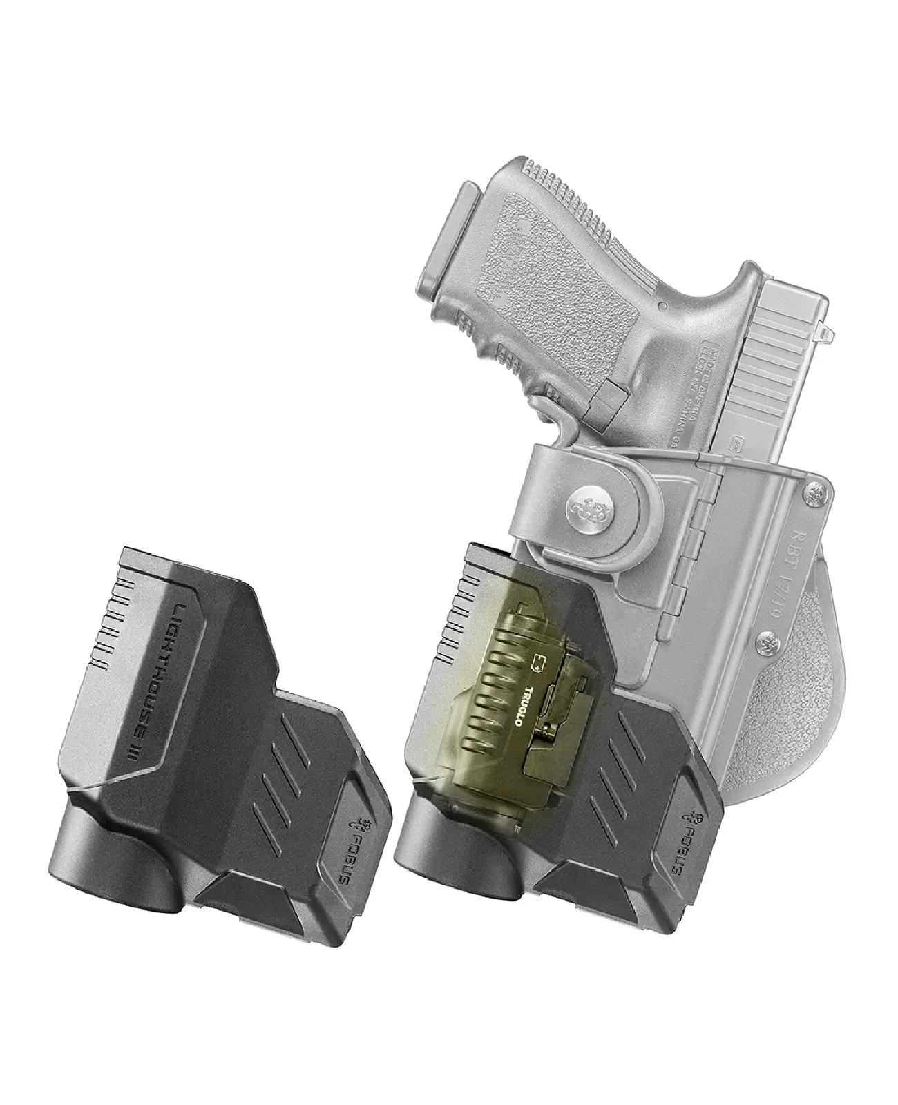 Fobus Paddle Holster w. Hinge & Passive Retention for Glock 19 with Tactical Accessory RBT19