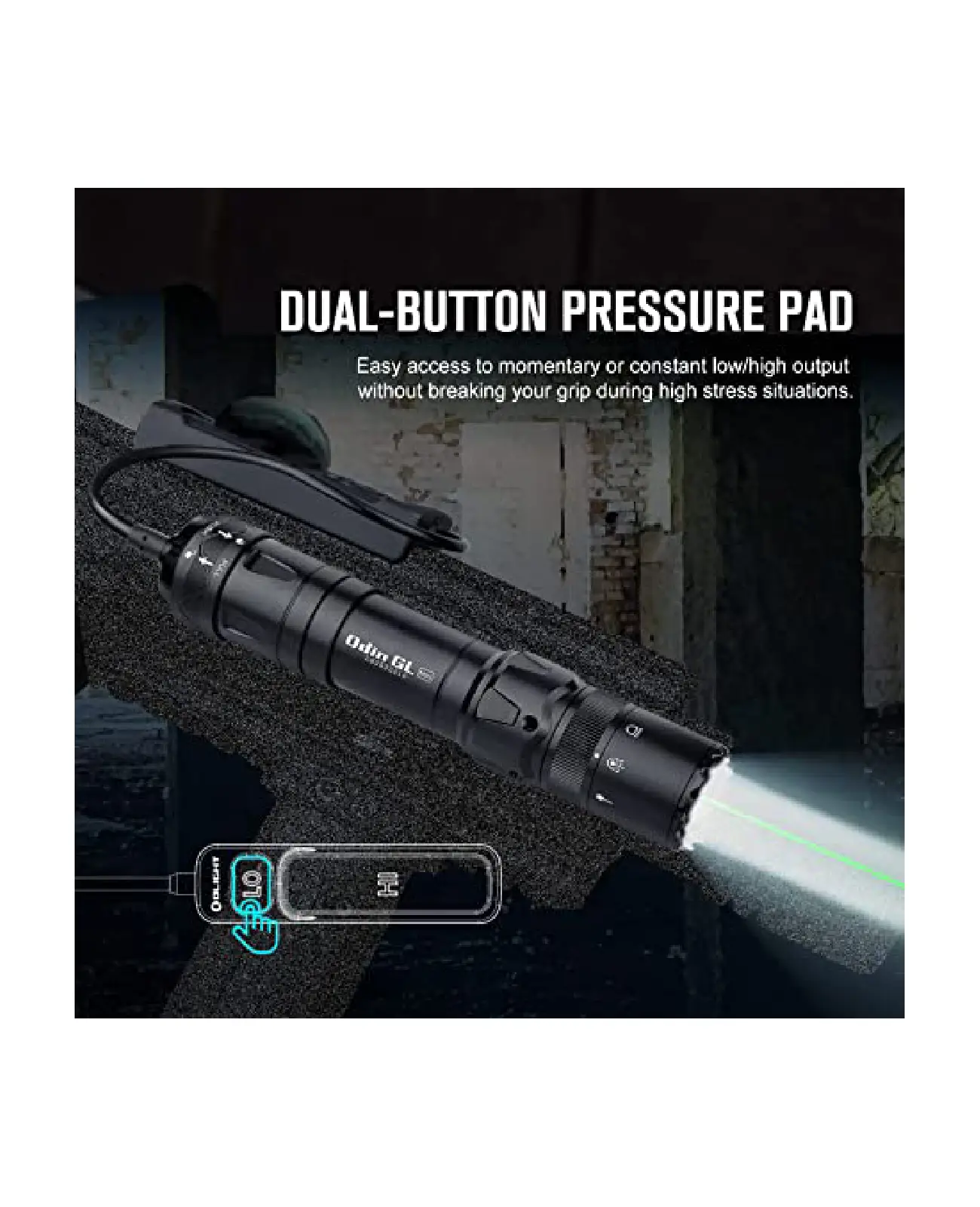 Olight - Odin GL Mini-Black 1000 Lumens Tactical Flashlight
