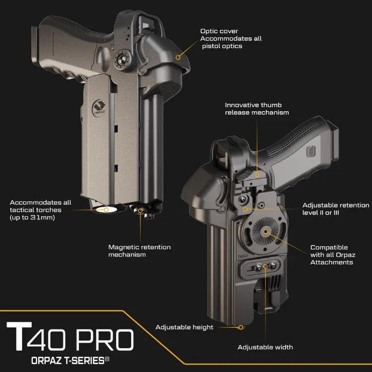 ORPAZ Holster for Glock 17 / 19 / 45 with flashlight – T40/X PRO ORPAZ Holster for Glock 17 / 19 / 45 with flashlight – T40/X PRO