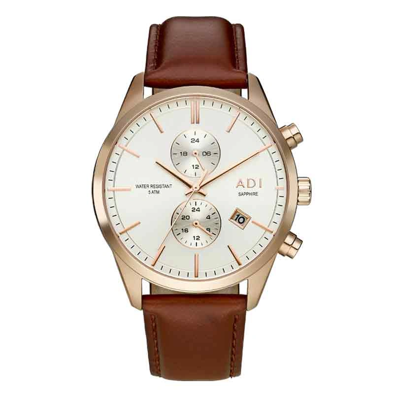 ADI Elegant multifunctional men’s leather strap watch
