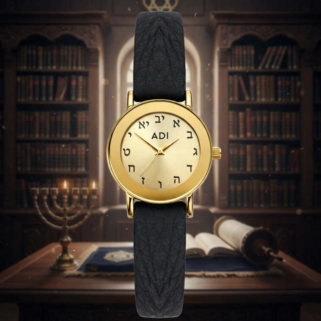 ADI Classic Gold watch with Hebrew alphabet (Alef-Bet) display 5