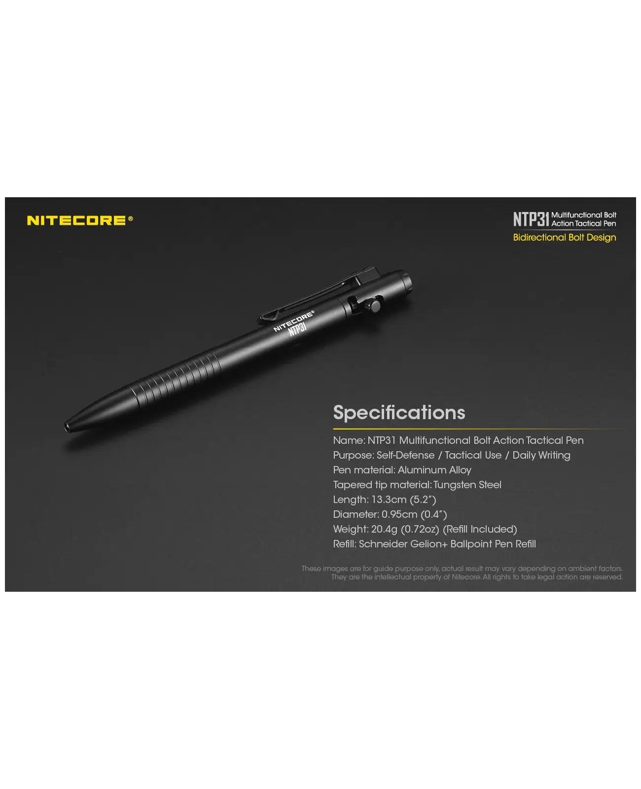 NITECORE NTP31 Multifuncional Bolt Action Tactical Pen 14