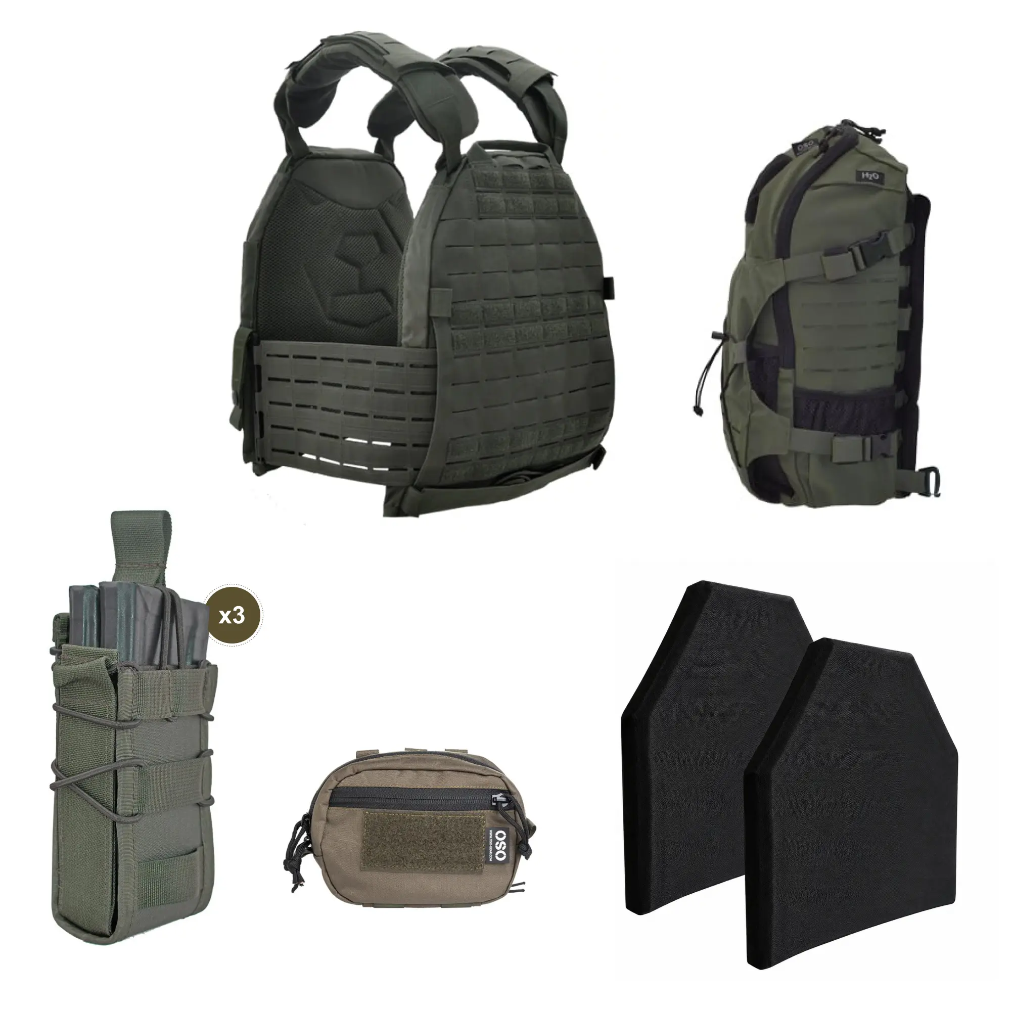NANOOK™ Set - Plate Carrier OSO Gear + Bag and Pouches + Ballistic Plates 3+ / 4 LVL NANOOK™ Set - Plate Carrier OSO Gear + Bag and Pouches + Ballistic Plates 3+ / 4 LVL